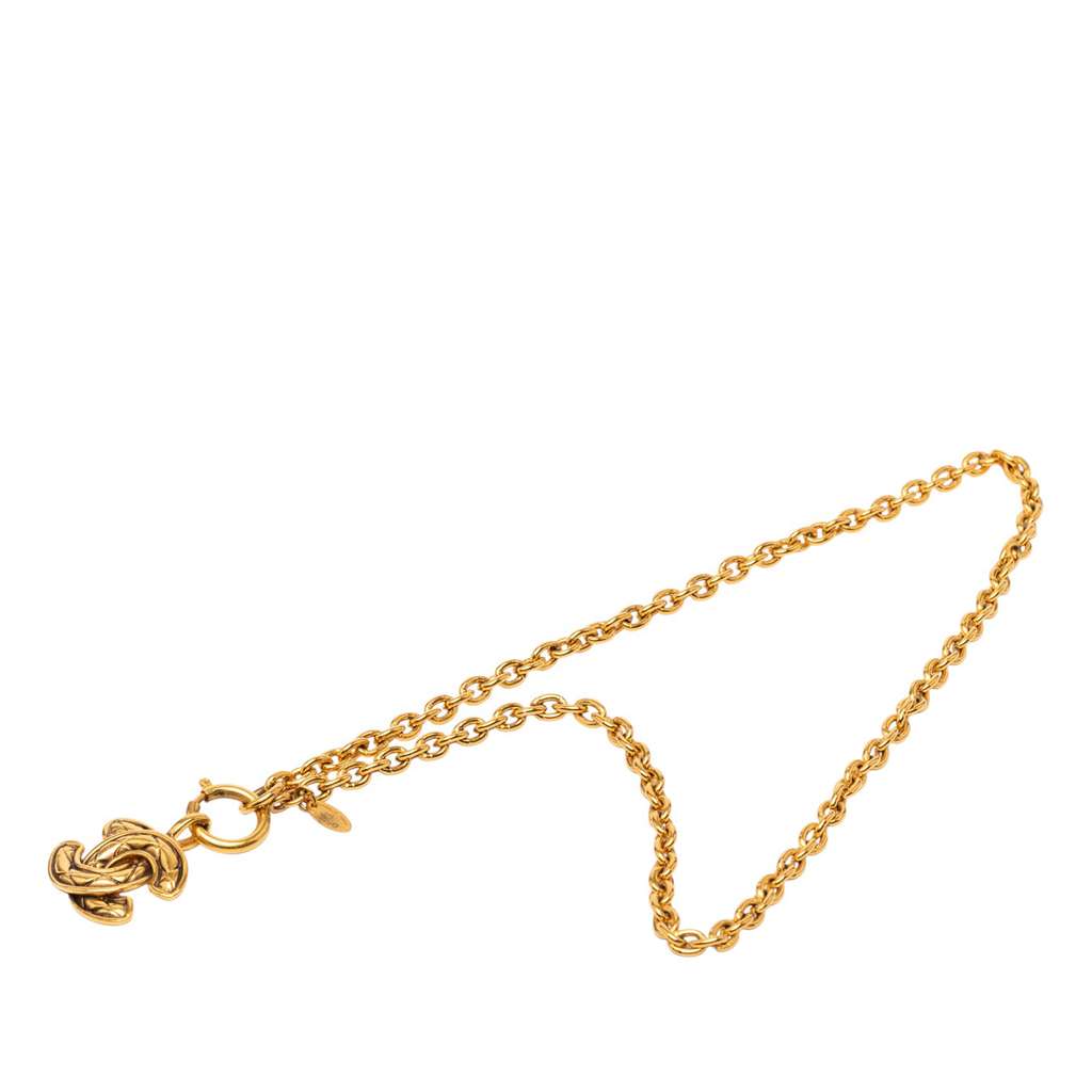 Chanel Gold Plated Quilted CC Pendant Necklace - 4