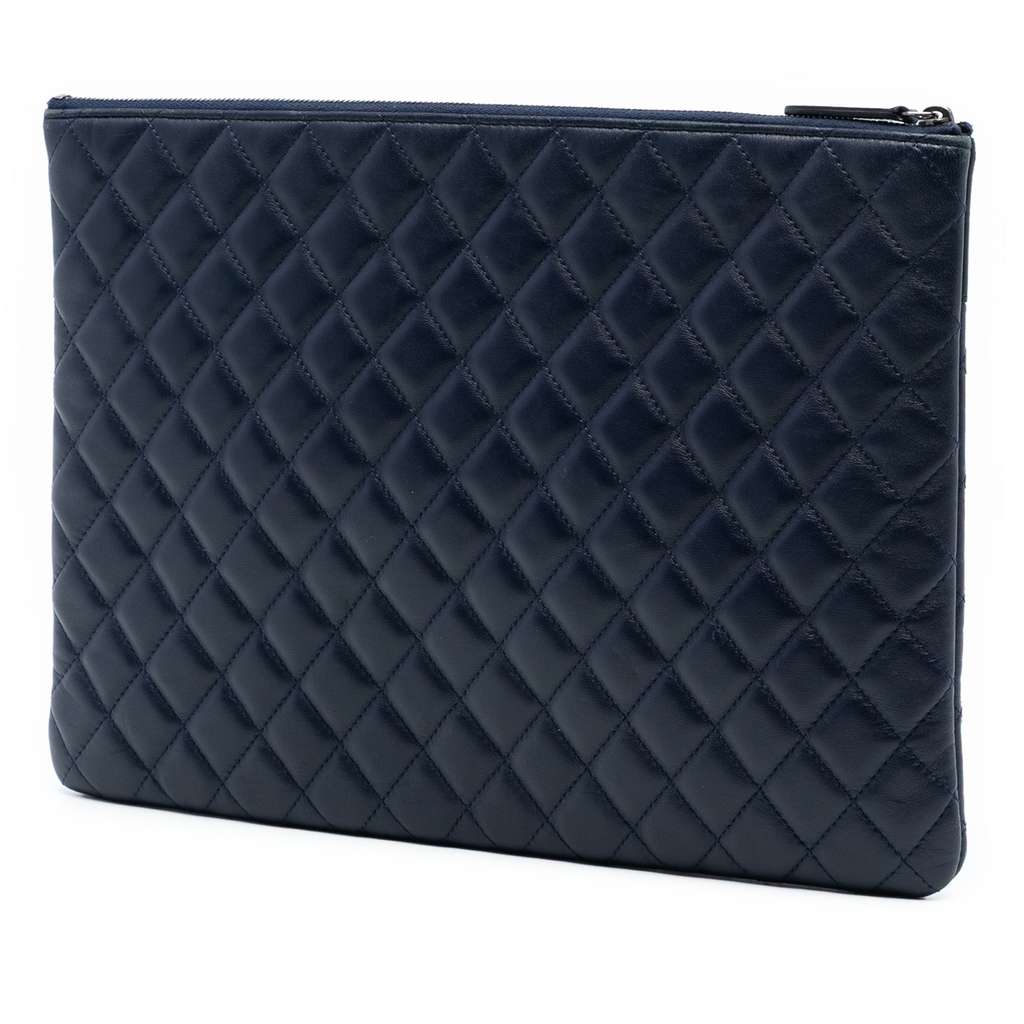 Chanel Large CC Bicolor Quilted Lambskin Clutch - 2