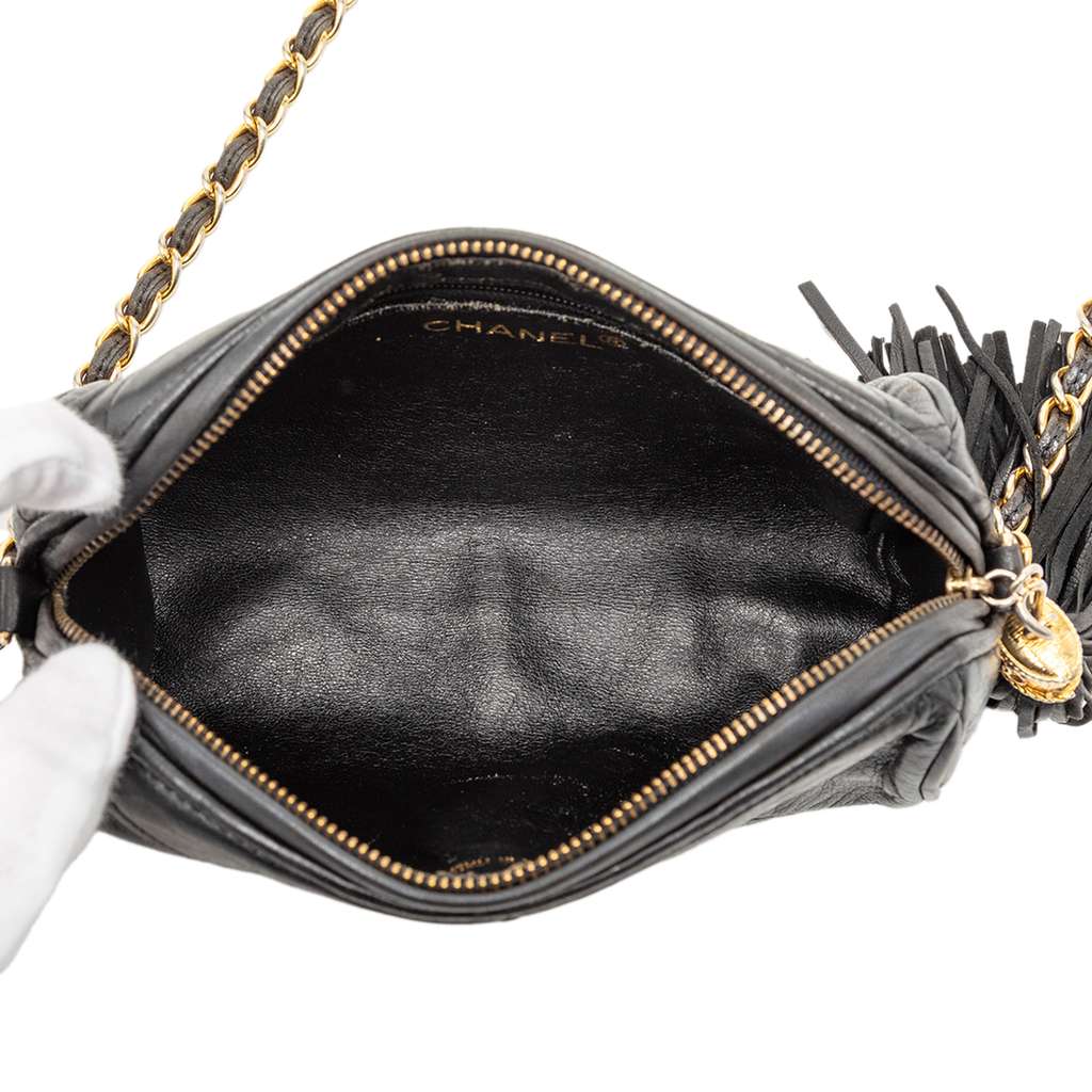 Chanel Quilted Lambskin Tassel Barrel Crossbody - 4