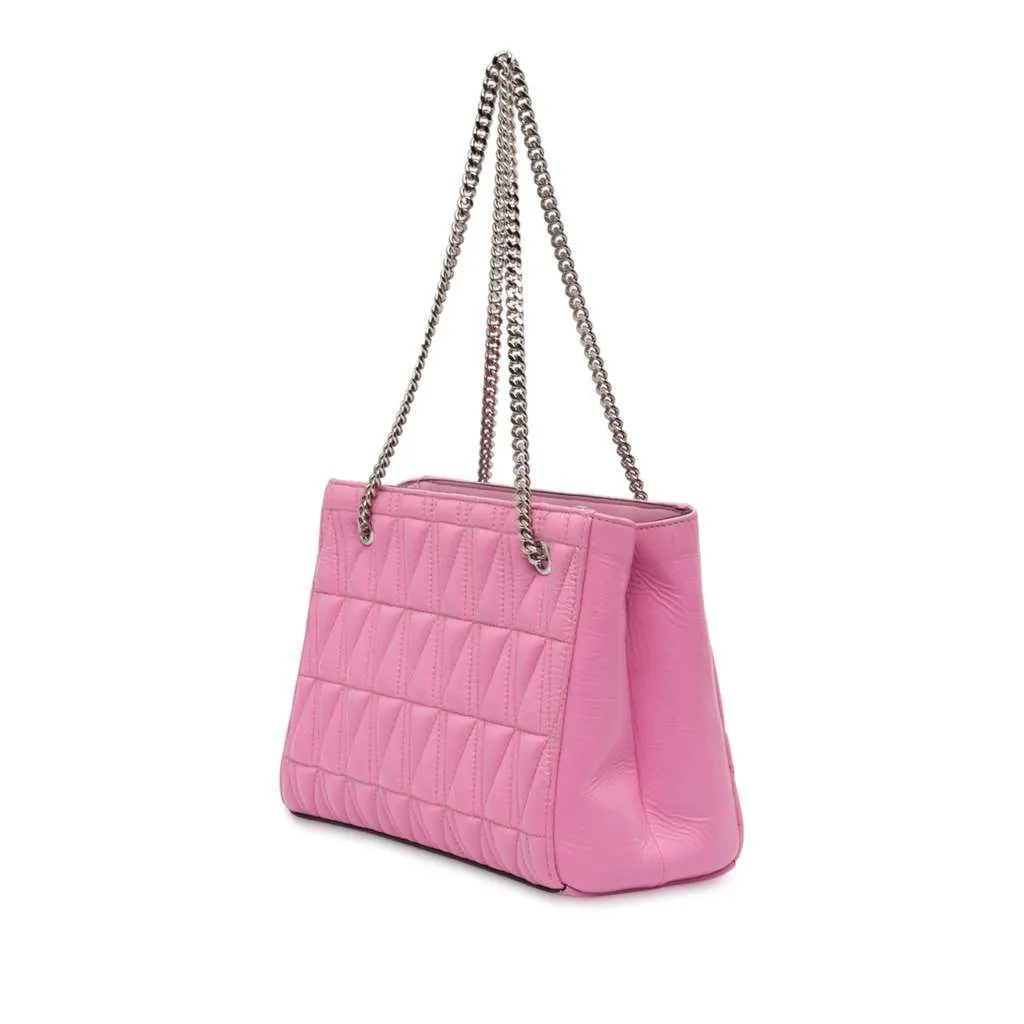 Versace Quilted Leather Virtus Tote Pink Leather Very good - Back View