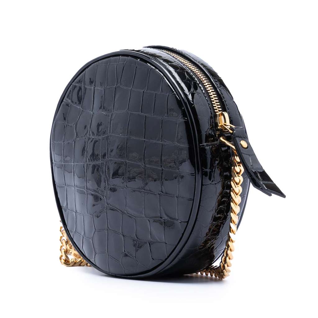Saint Laurent Croc Embossed Patent Round Vinyle Camera Bag - 2