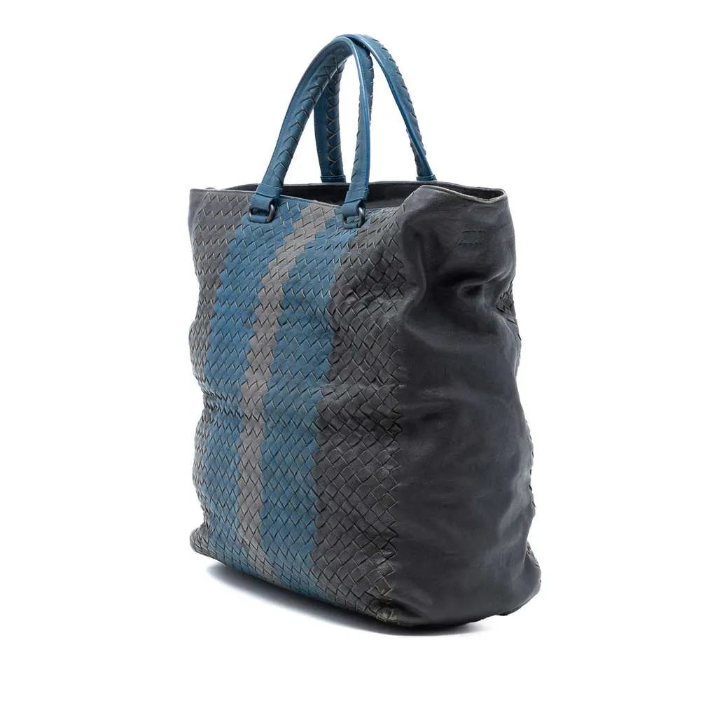 Bottega Veneta Tricolor Nappa Intrecciato Convertible Tote Black Leather Very good - Back View
