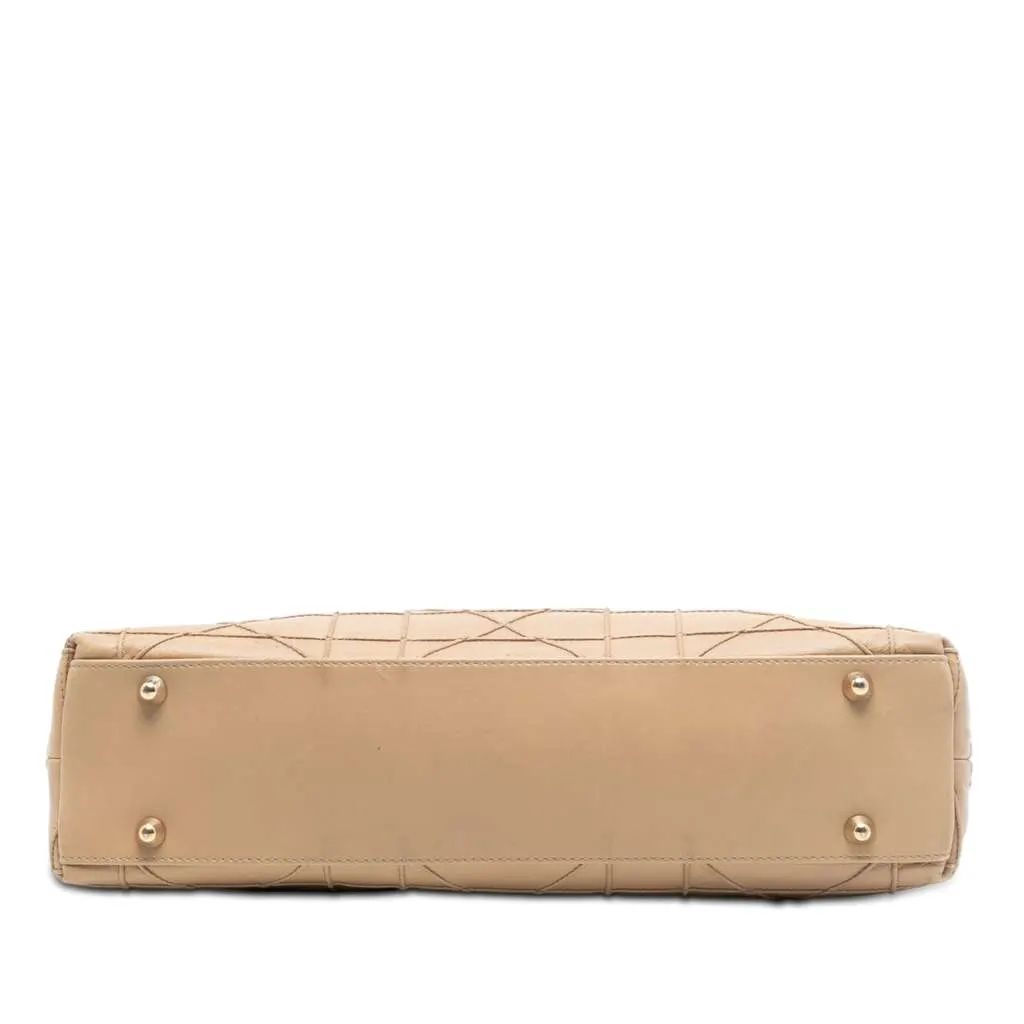 Dior Lambskin Cannage Granville Chain Tote Brown Leather Good - Inside View