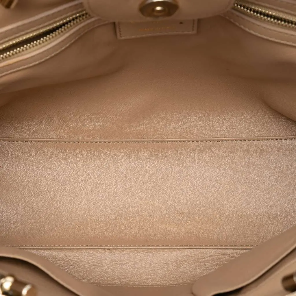 Dior Lambskin Cannage Granville Chain Tote Brown Leather Good - Model View