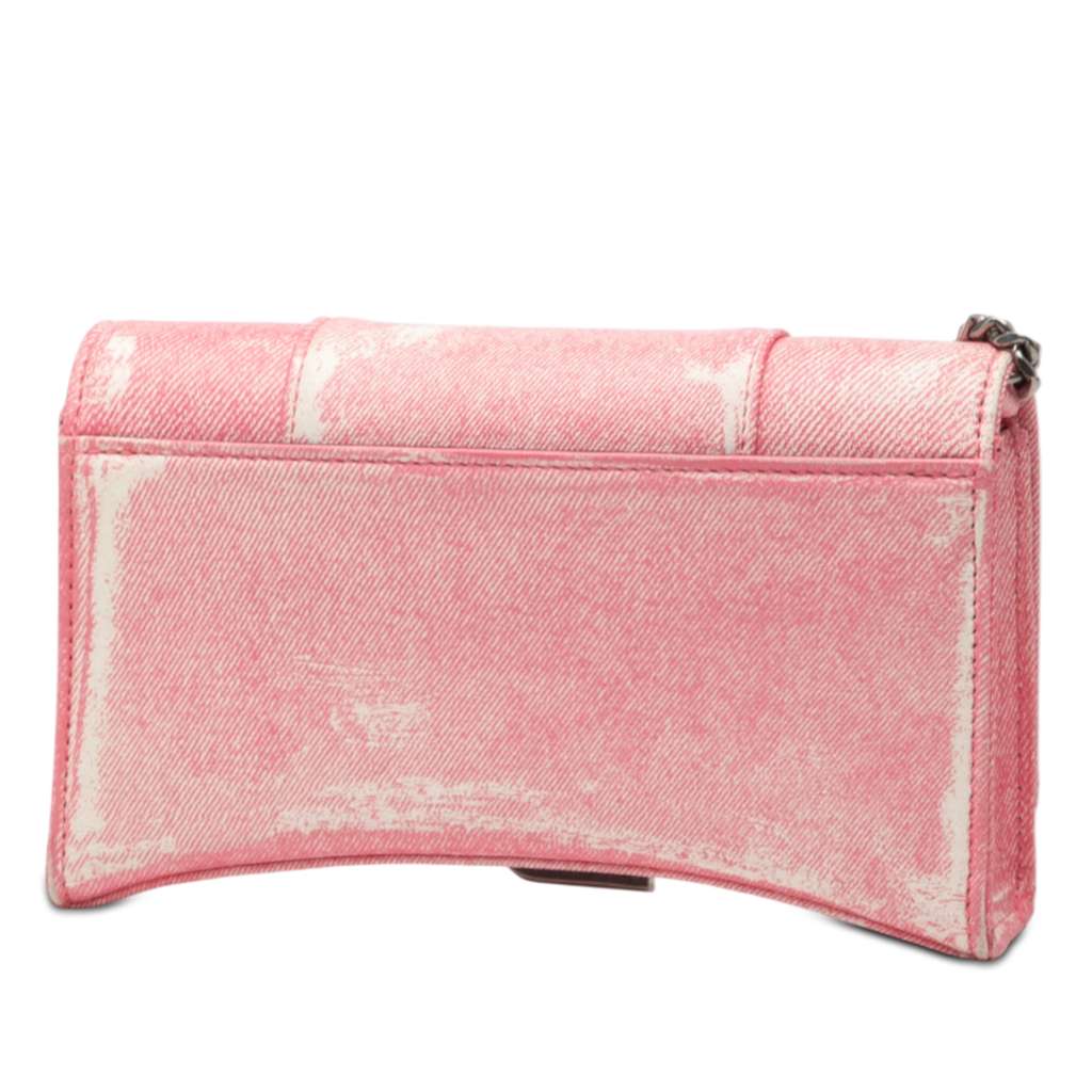 Balenciaga Nappa Denim Printed Hourglass Wallet on Chain - 2