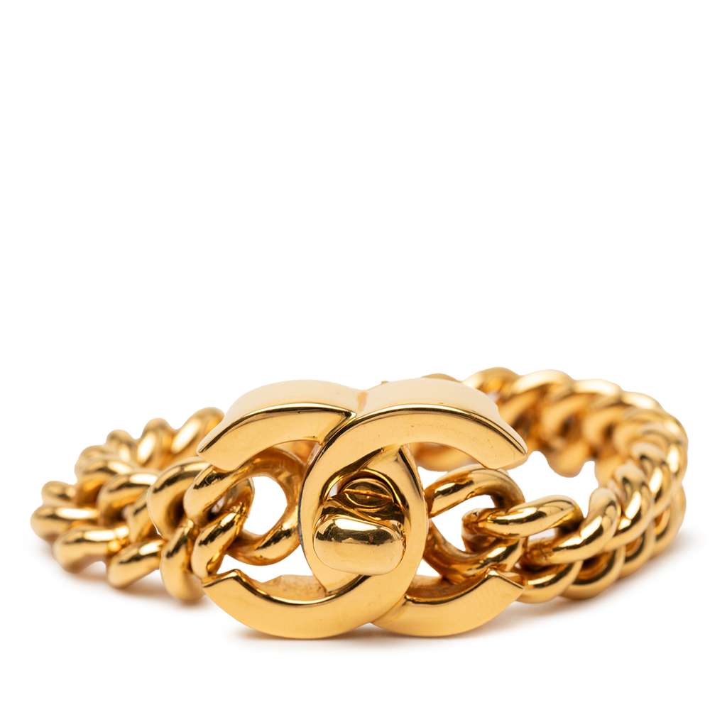 Chanel Gold Plated CC Turnlock Chain Bracelet
