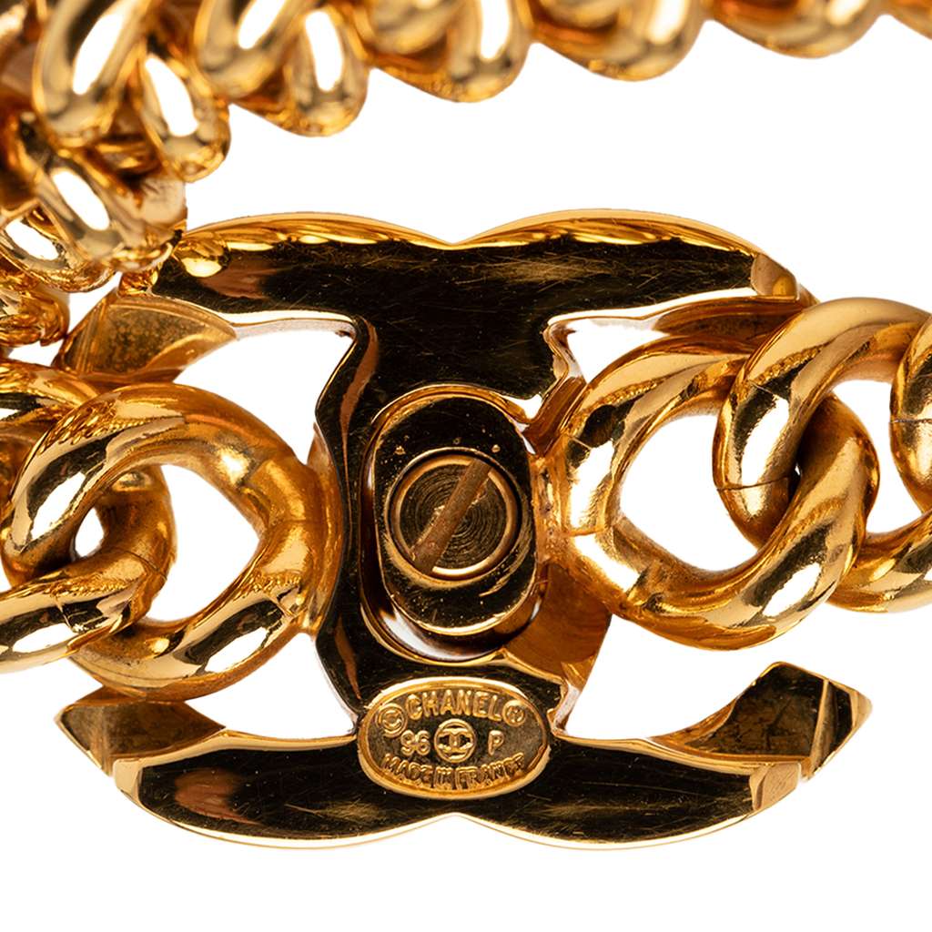Chanel Gold Plated CC Turnlock Chain Bracelet - 4