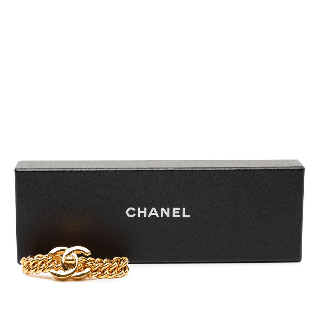 Chanel Gold Plated CC Turnlock Chain Bracelet - 5