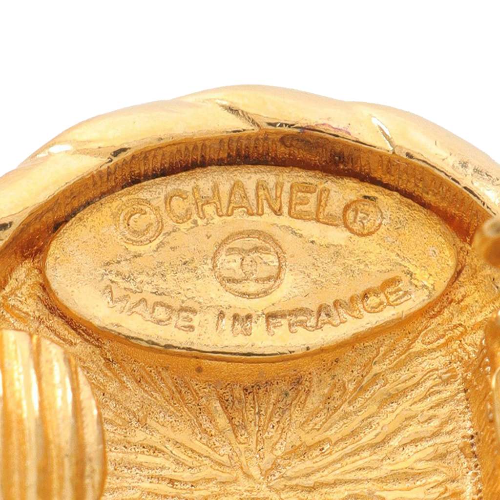 Chanel CC Gold Plated Round Clip On Earrings - 3