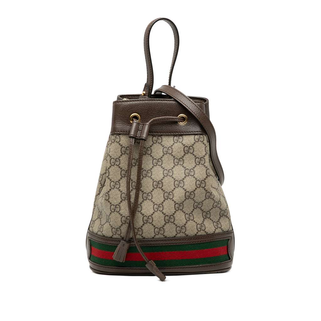 Gucci Small GG Supreme Ophidia Web Bucket Bag