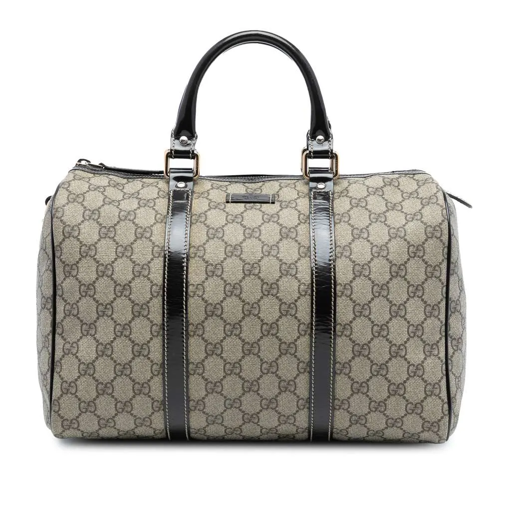 Gucci Medium GG Supreme Joy Boston Bag Brown Canvas Good - Front View