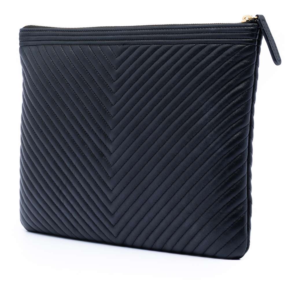 Chanel Medium Chevron Lambskin Boy O Case Clutch - 2