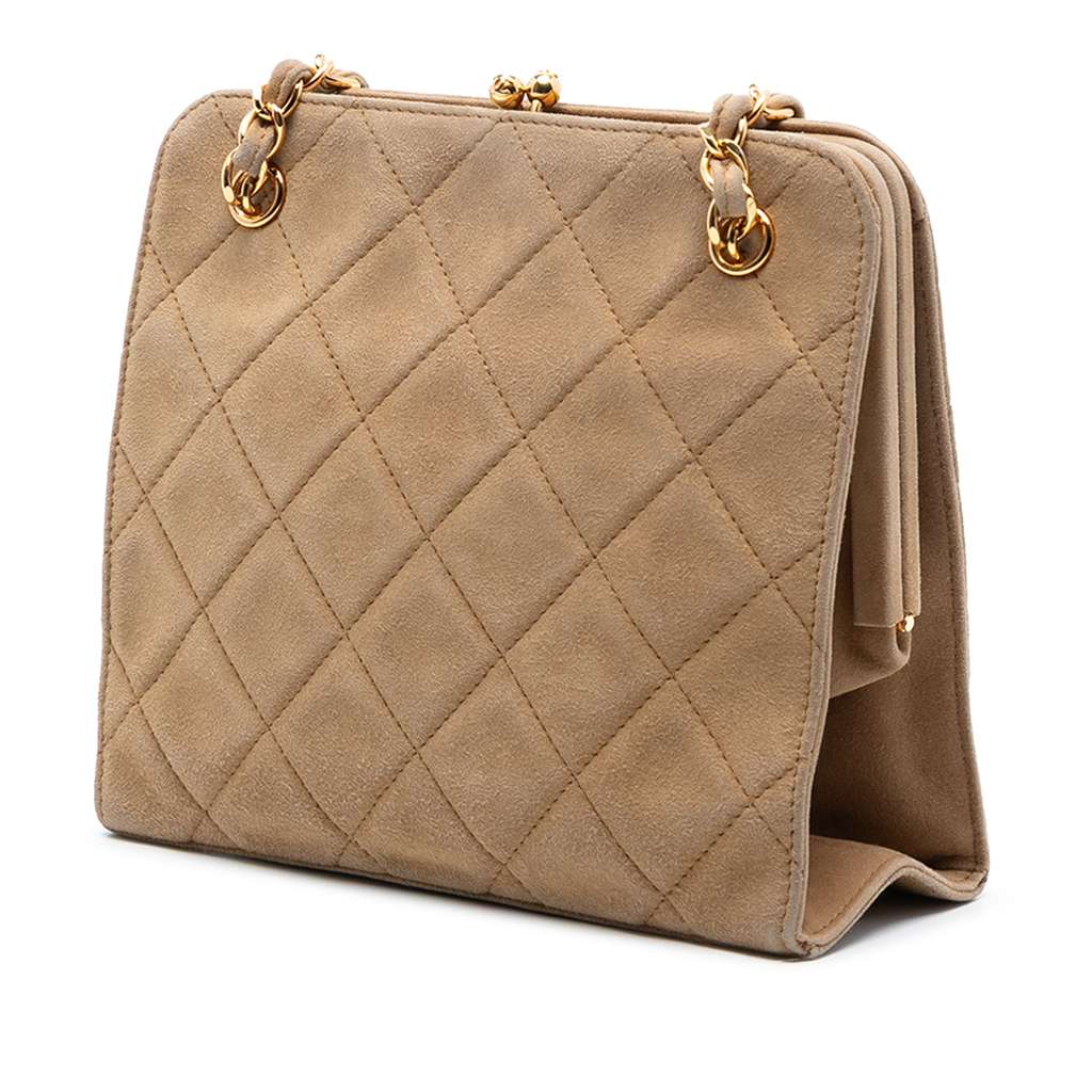 Chanel CC Quilted Suede Kiss Lock Handbag - 2