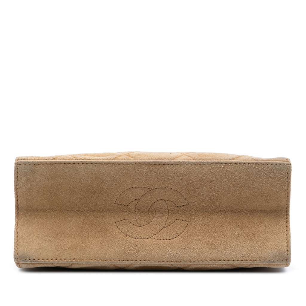 Chanel CC Quilted Suede Kiss Lock Handbag - 3