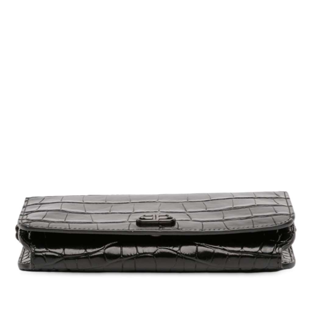 Balenciaga Croc Embossed Leather BB Phone Holder with Chain - 3