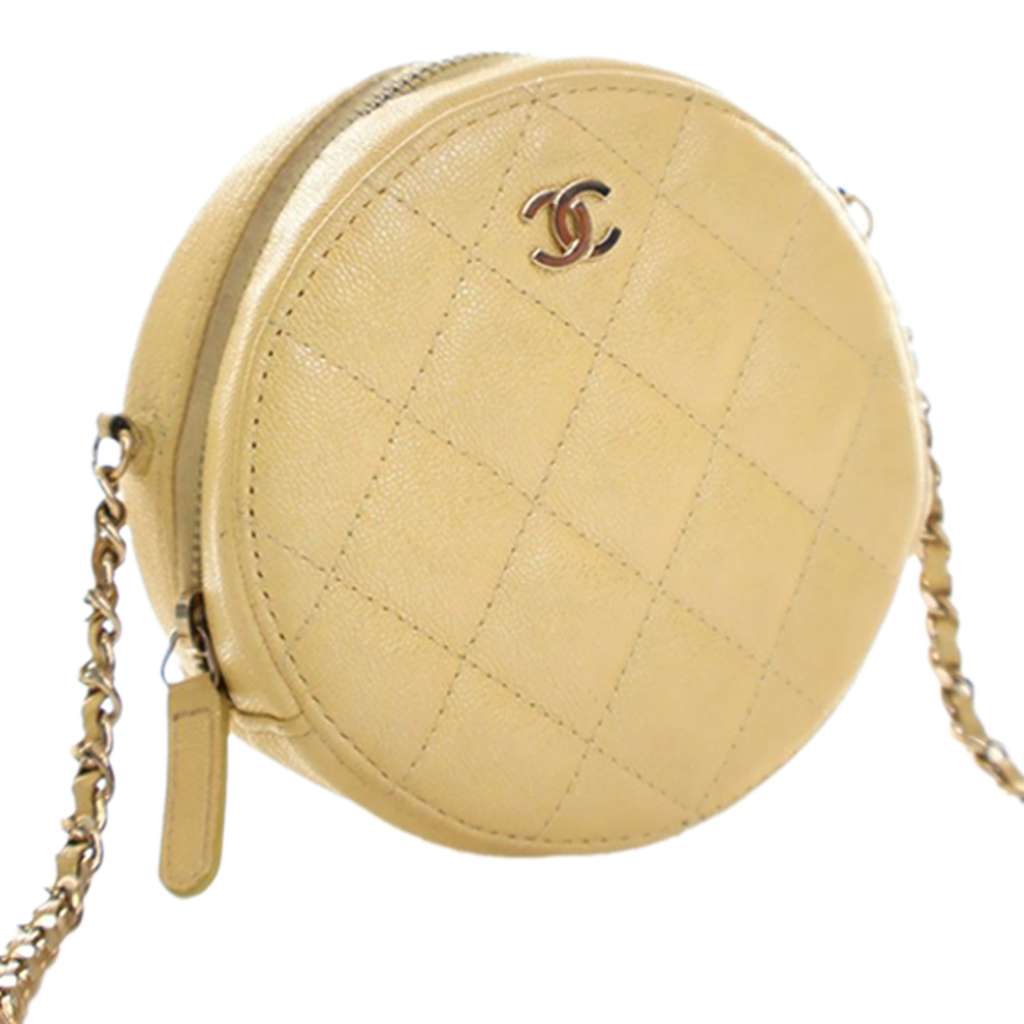Chanel CC Quilted Caviar Round Clutch With Chain - 3