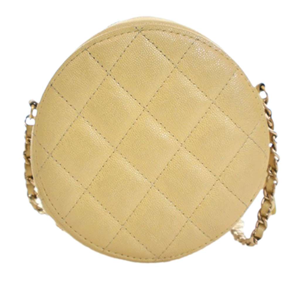 Chanel CC Quilted Caviar Round Clutch With Chain - 4