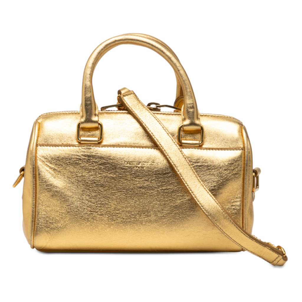 Saint Laurent Toy Metallic Leather Classic Duffle Satchel