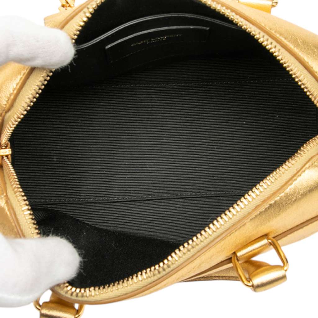 Saint Laurent Toy Metallic Leather Classic Duffle Satchel - 4