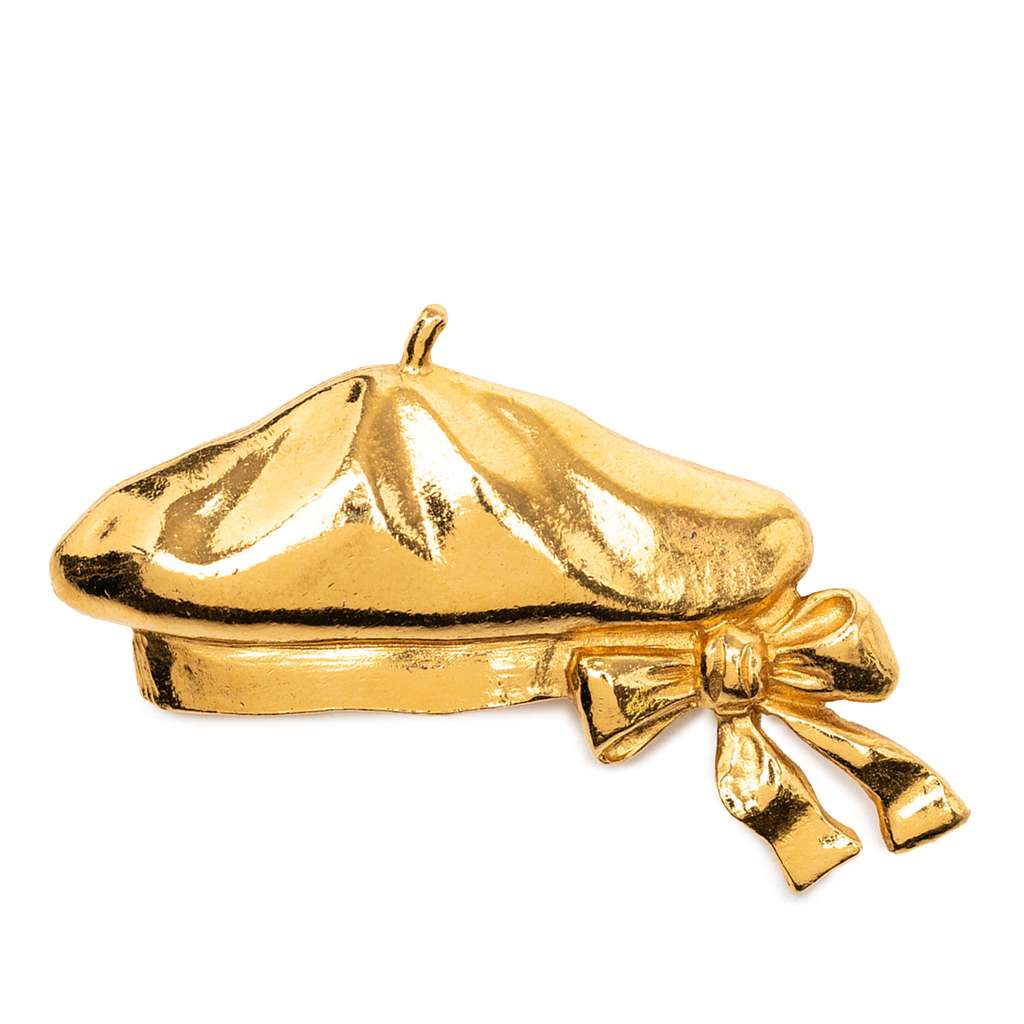 Chanel Gold Plated Beret Hat Brooch