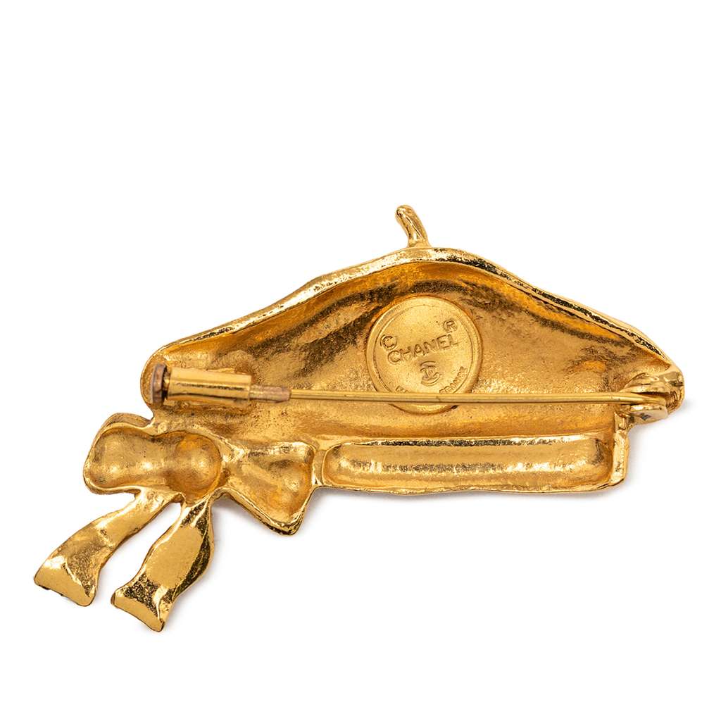 Chanel Gold Plated Beret Hat Brooch - 2