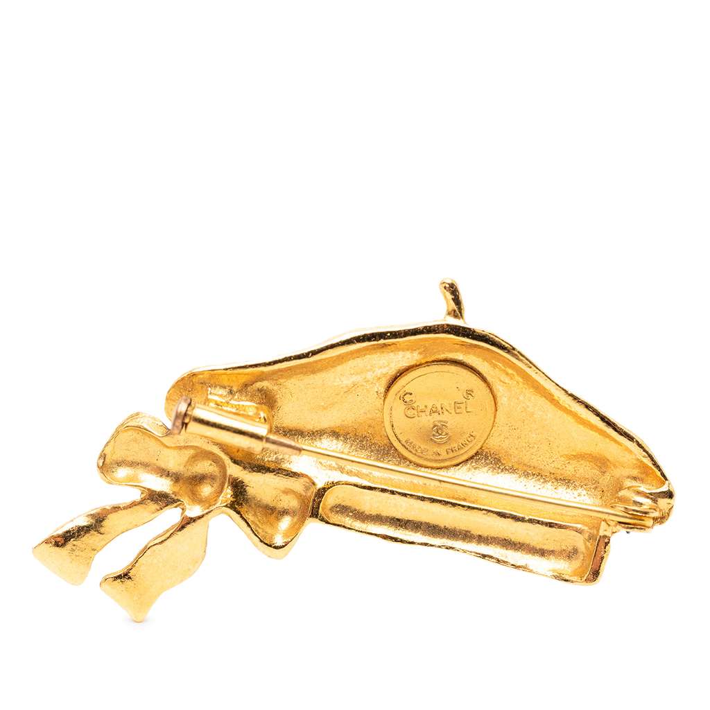 Chanel Gold Plated Beret Hat Brooch - 3