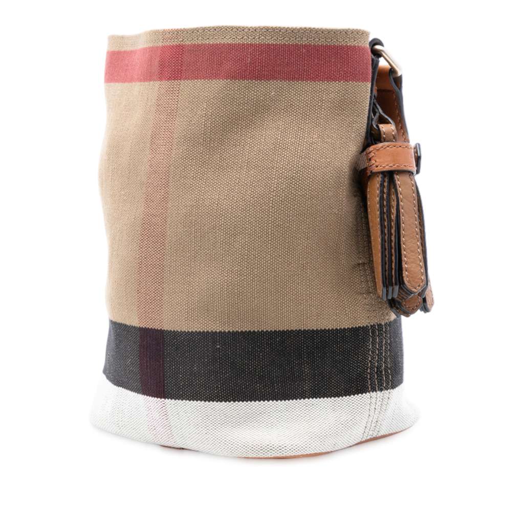 Burberry Mini Mega Check Canvas Ashby Tassel Bucket Bag - 2