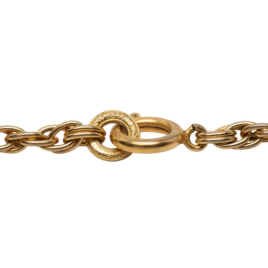 Chanel Gold Plated CC Rhinestone Pendant Necklace - 2