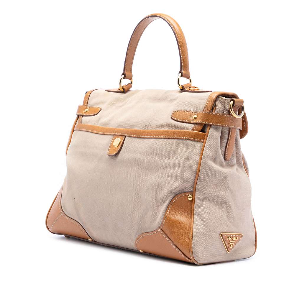 Prada Cinghiale Trimmed Canapa Top Handle Bag - 2