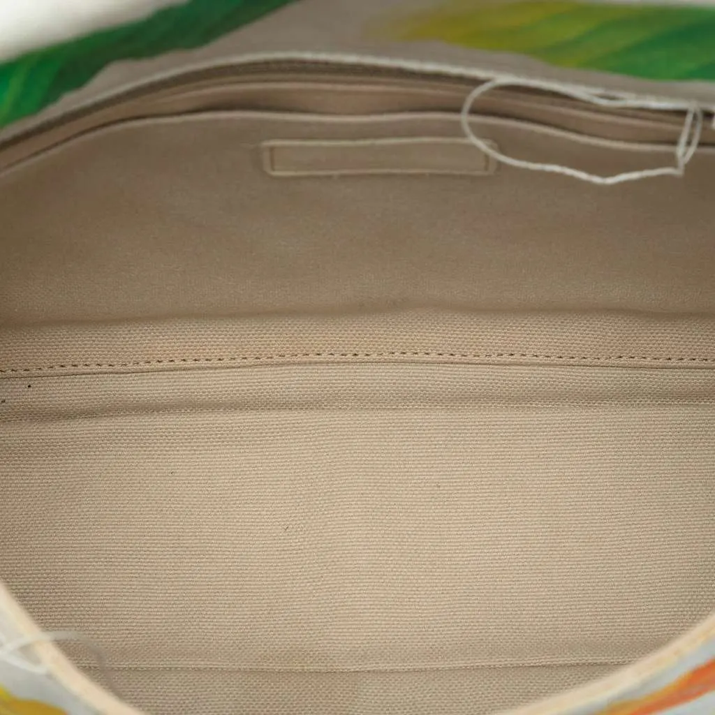 Chanel Jumbo Canvas Classic Colorama Single Flap White Canvas Good - Model View