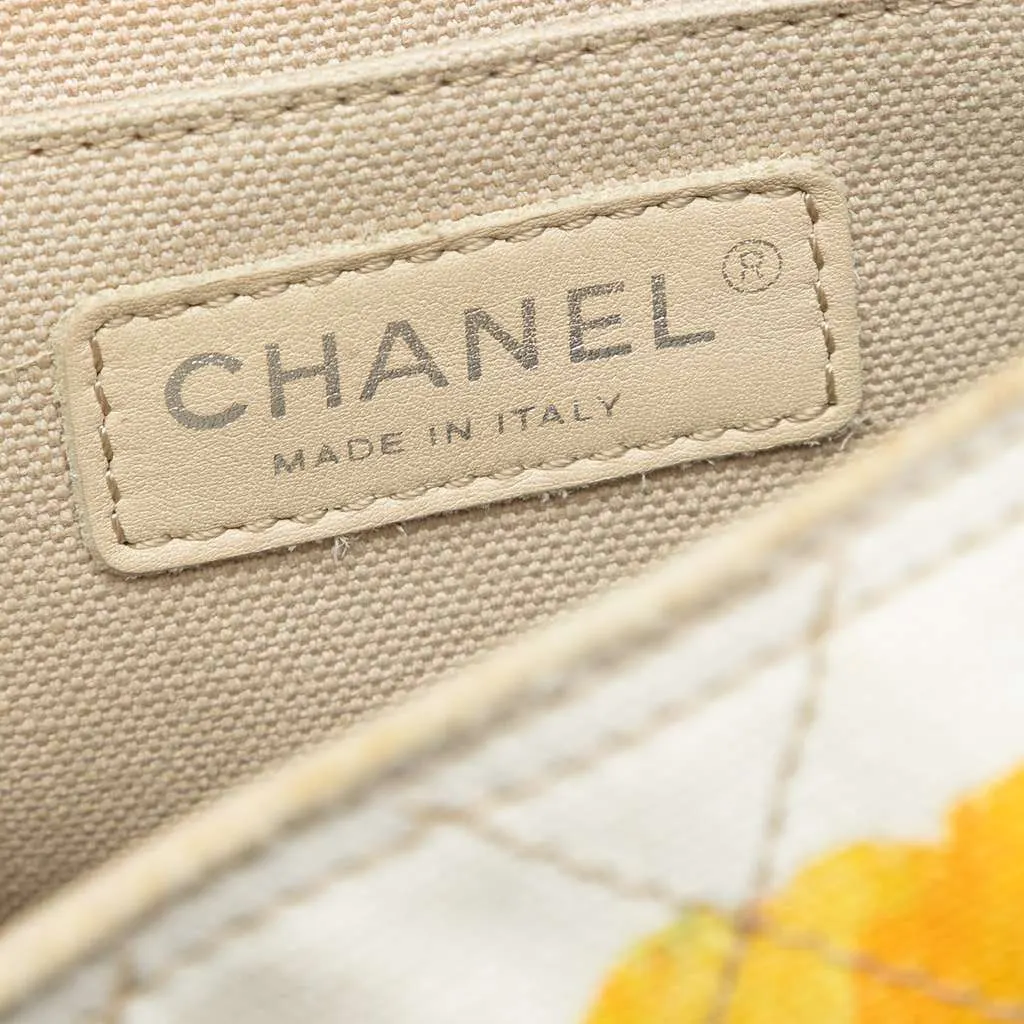 Chanel Jumbo Canvas Classic Colorama Single Flap White Canvas Good - Box View