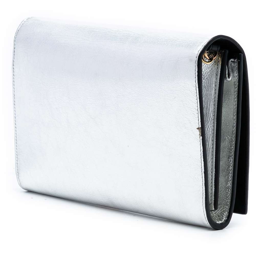 Saint Laurent Crinkled Metallic Calfskin Belle de Jour Chain Clutch - 2