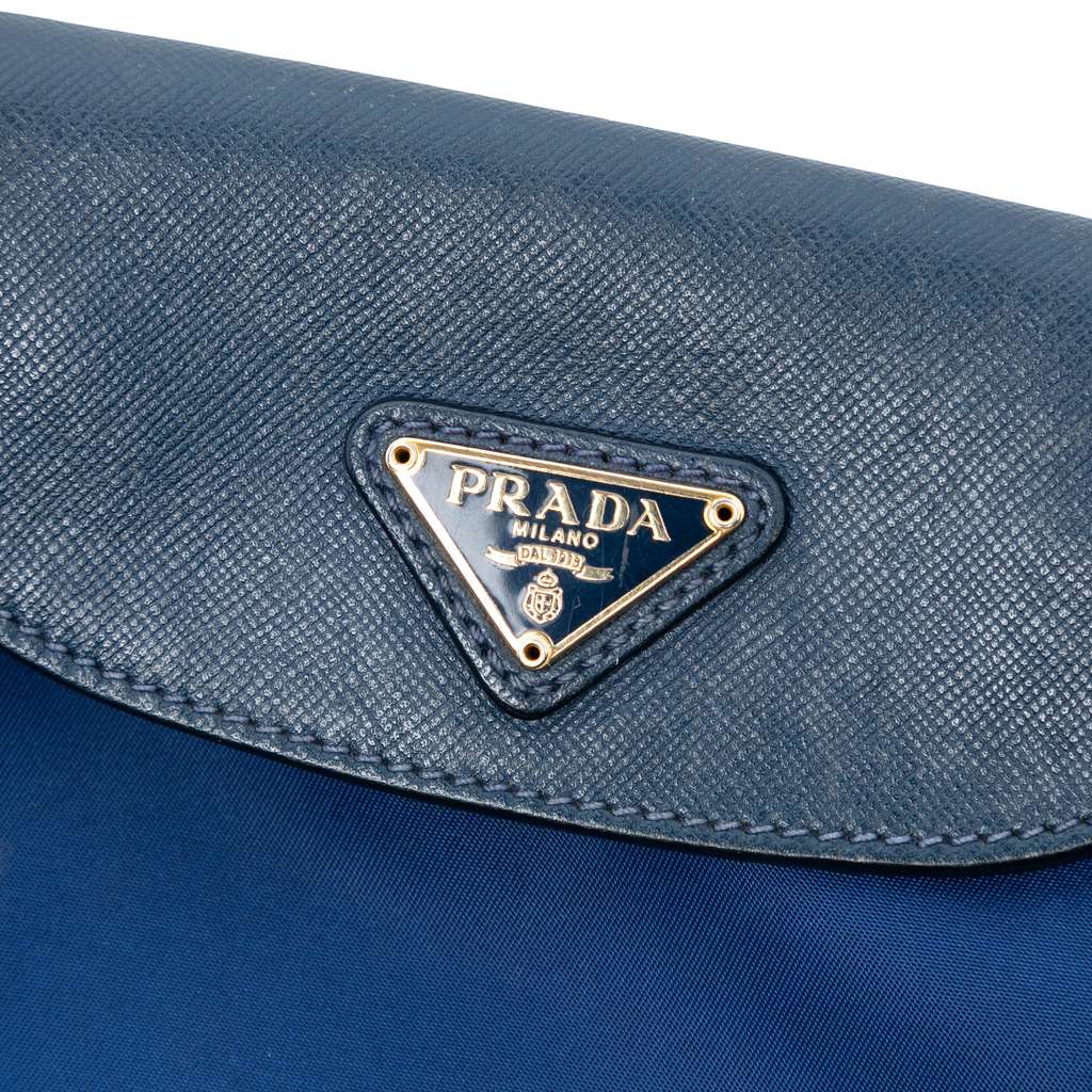 Prada Saffiano Trimmed Tessuto Chain Crossbody - 5