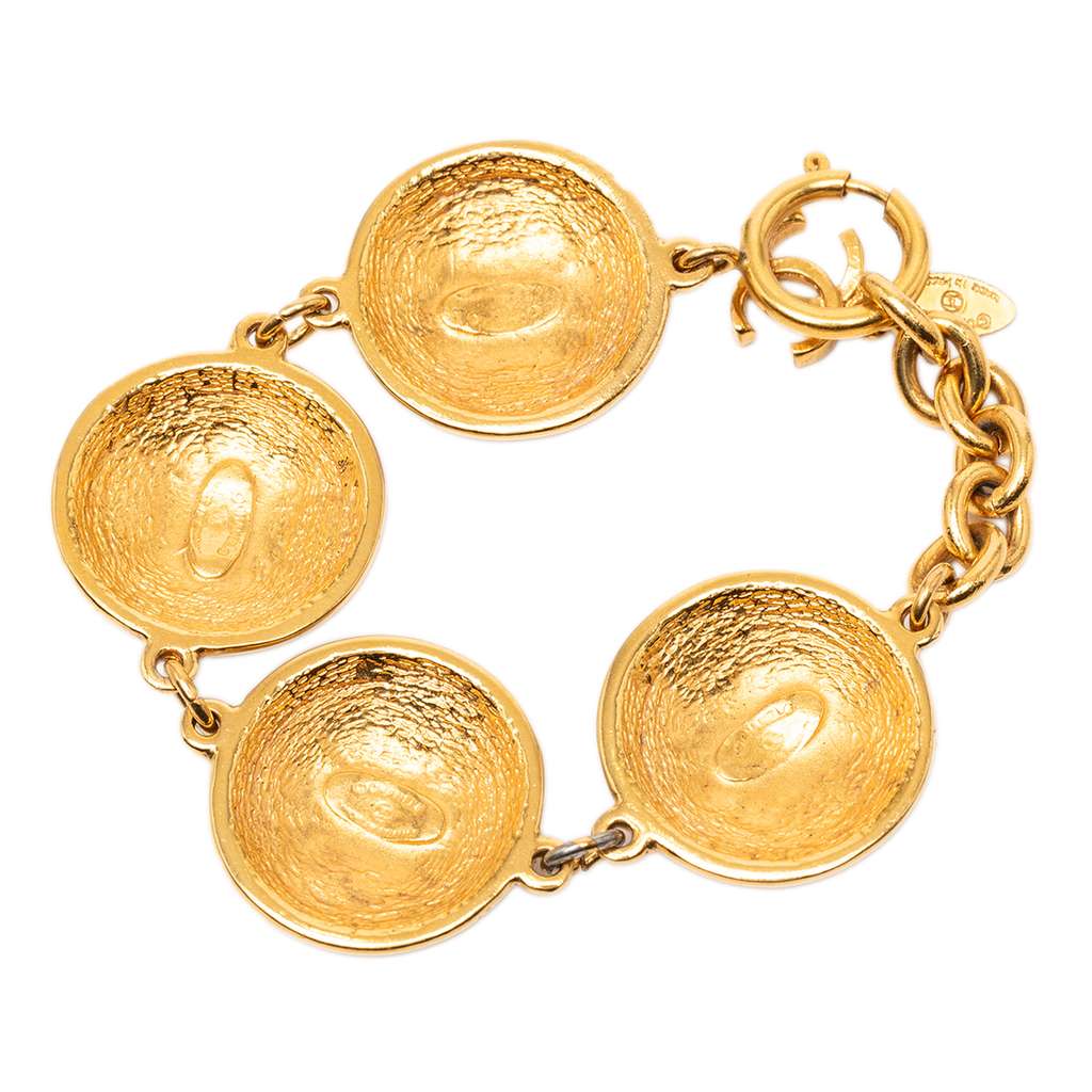 Chanel Gold Plated CC Quilted Medallion Bracelet - 2