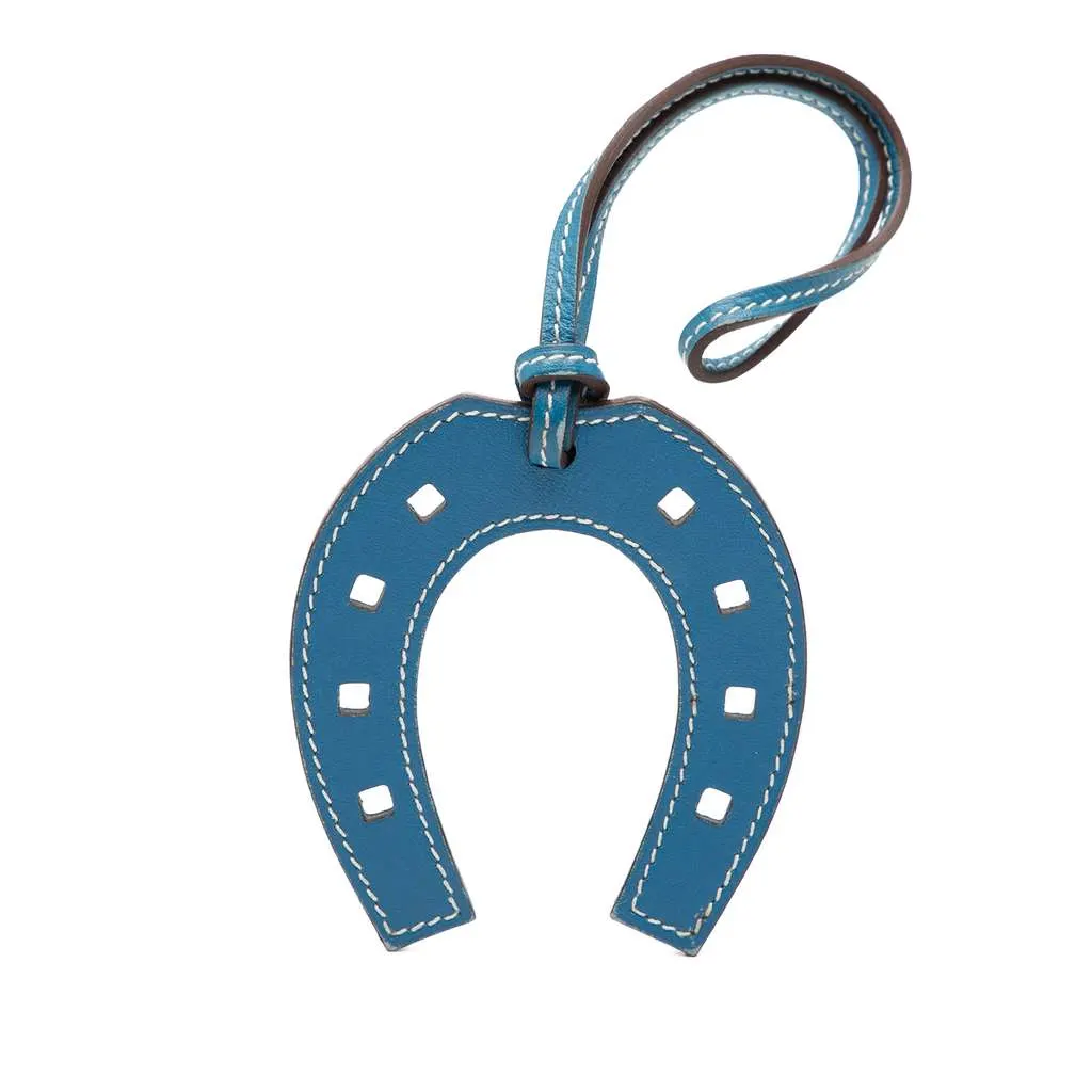 Hermès Swift Paddock Horseshoe Bag Charm Blue Leather Very good - Front View