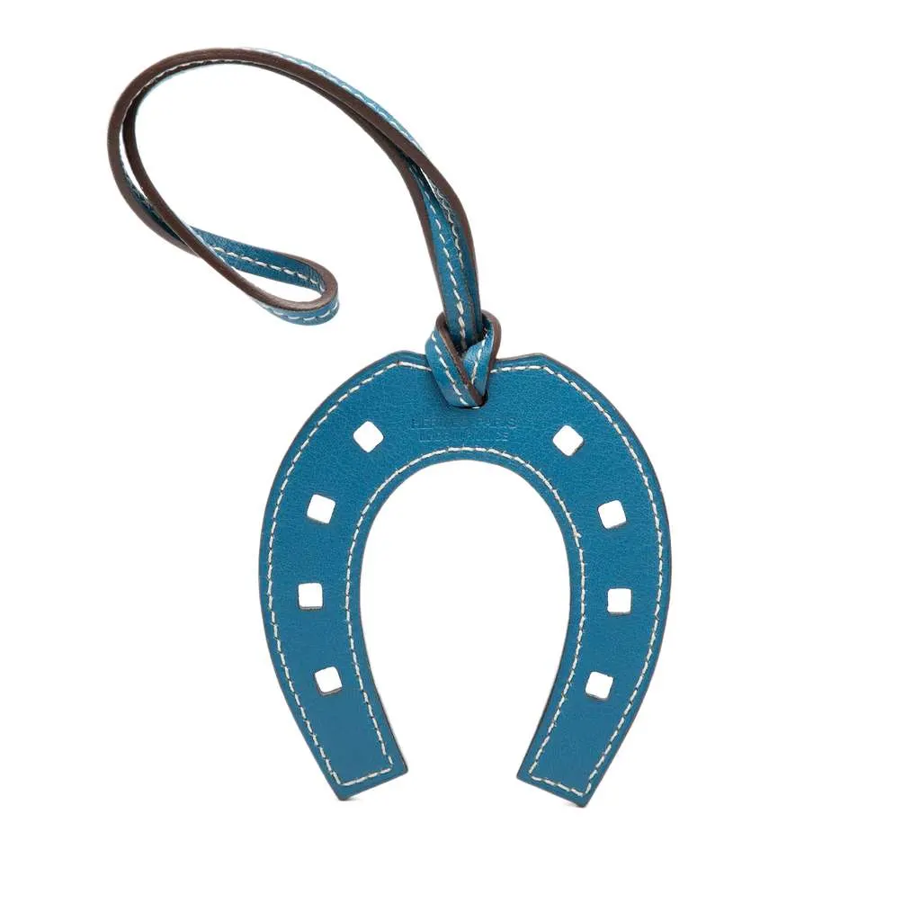 Hermès Swift Paddock Horseshoe Bag Charm Blue Leather Very good - Back View