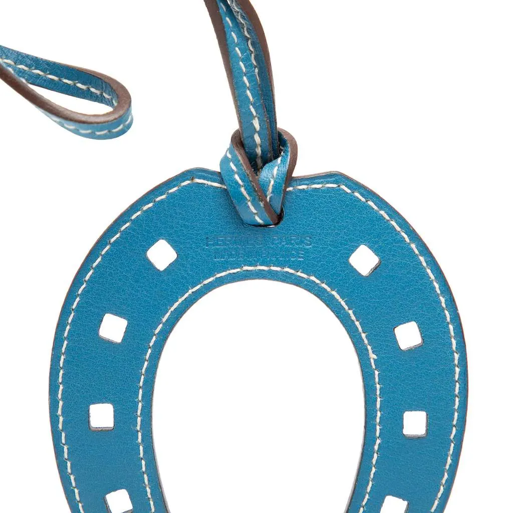 Hermès Swift Paddock Horseshoe Bag Charm Blue Leather Very good - Inside View