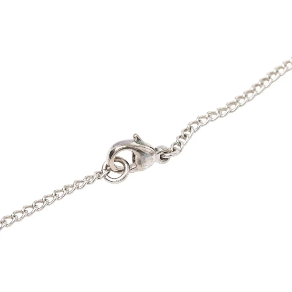 Chanel Silver Plated Textured CC Pendant Necklace Silver Metal Very good - Model View