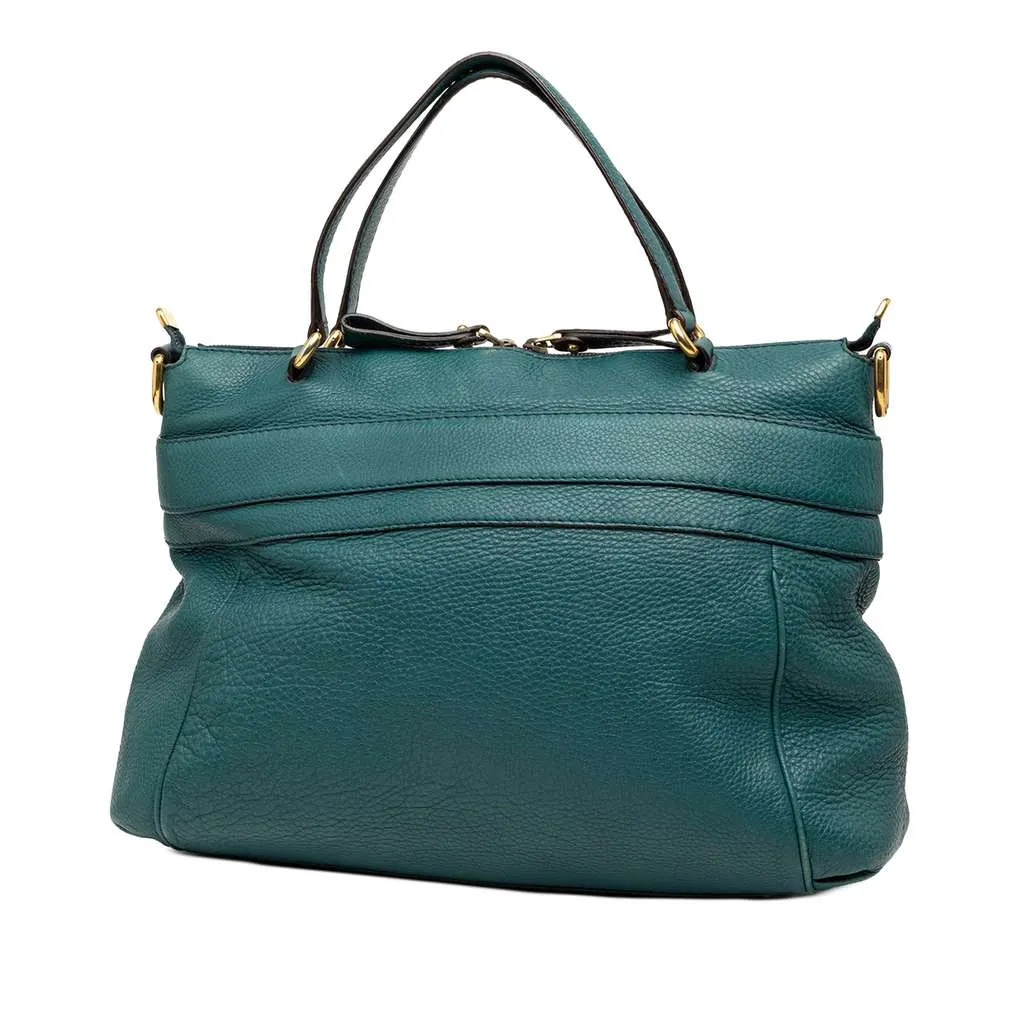 Gucci Medium Leather Ride Top Handle Bag Green Leather Very good - Back View