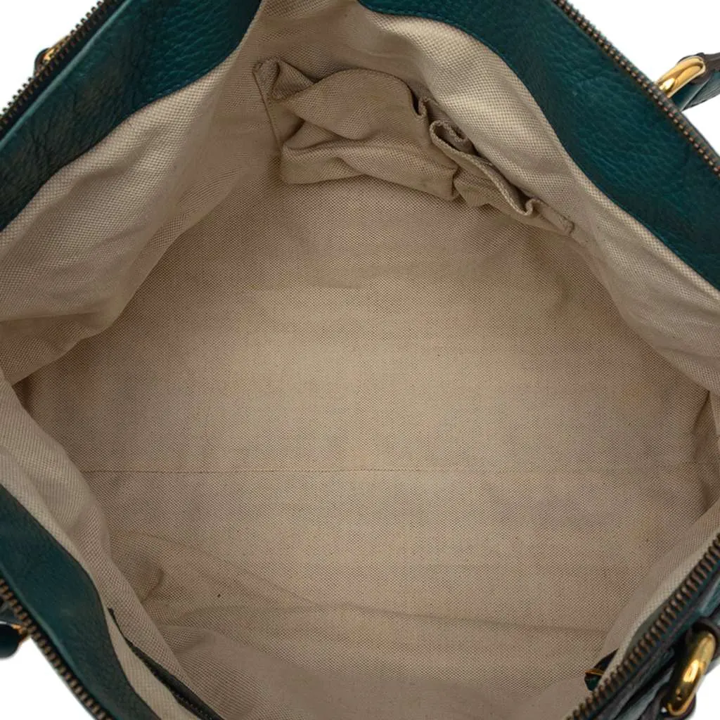 Gucci Medium Leather Ride Top Handle Bag Green Leather Very good - Model View