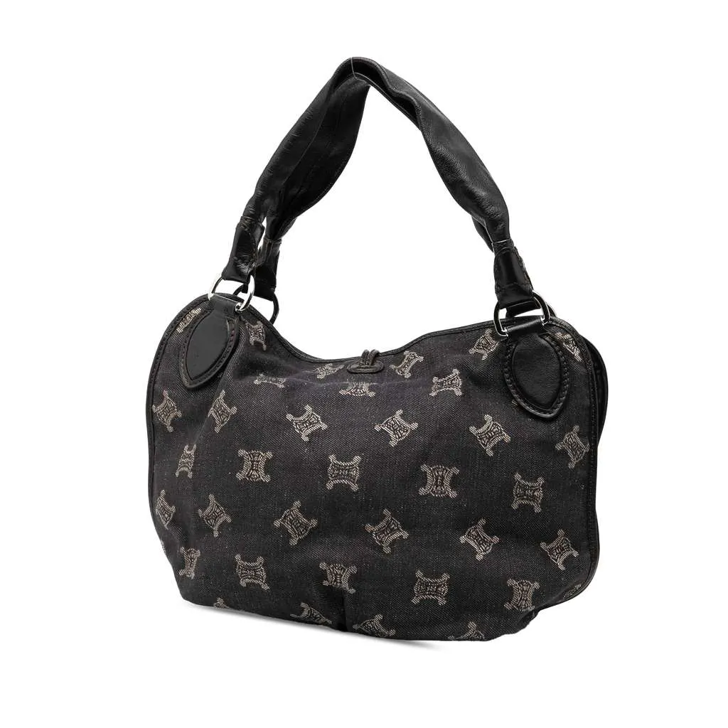Celine Macadam Denim Bittersweet Hobo Bag Black Denim Very good - Back View
