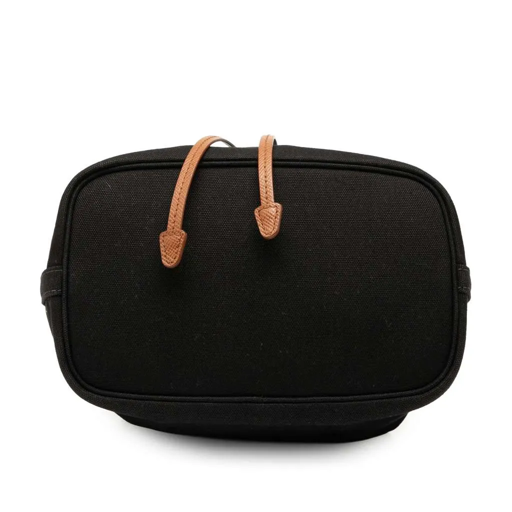 Prada Canvas Canapa Logo Bucket Bag Black Canvas Good - Inside View
