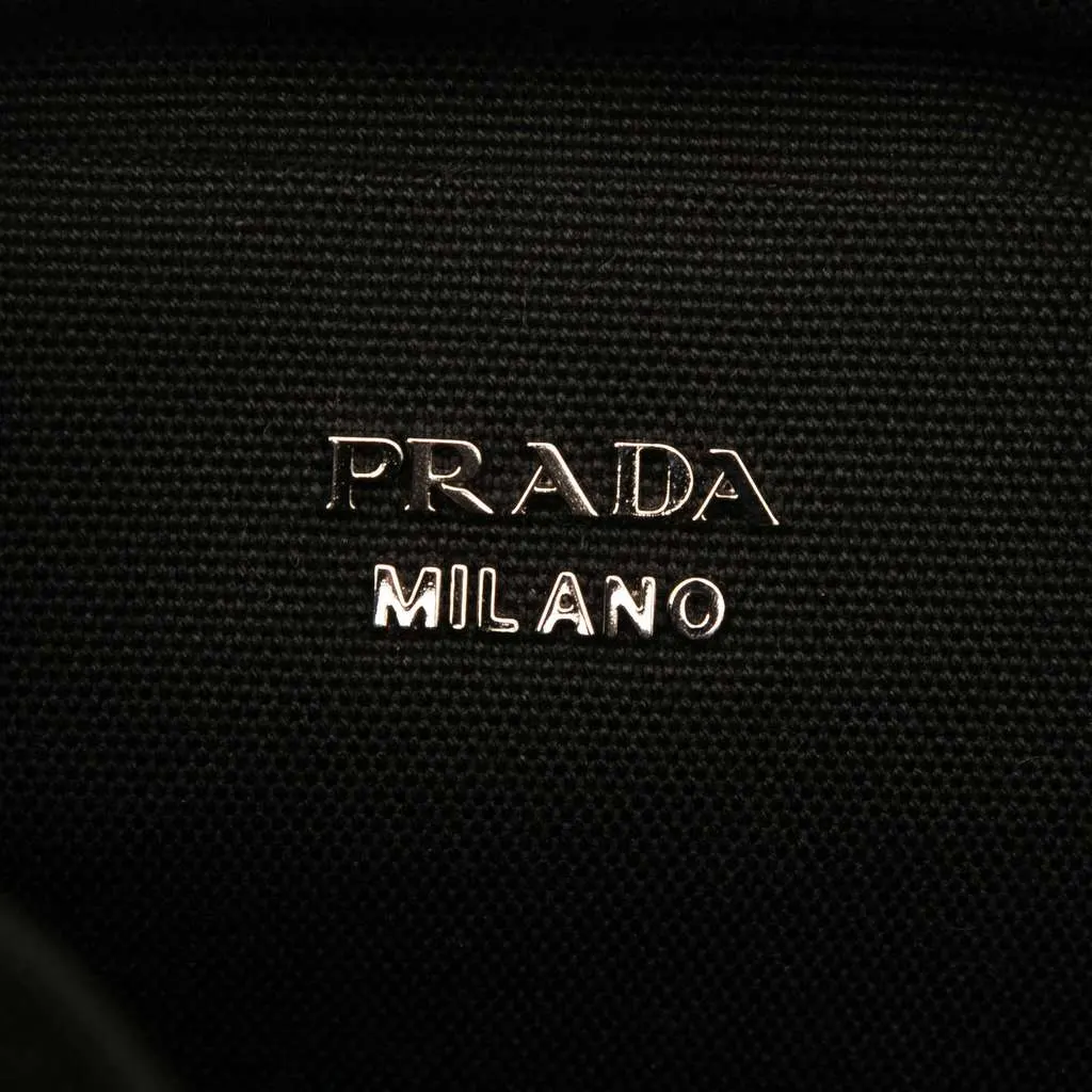 Prada Canvas Canapa Logo Bucket Bag Black Canvas Good - Model View