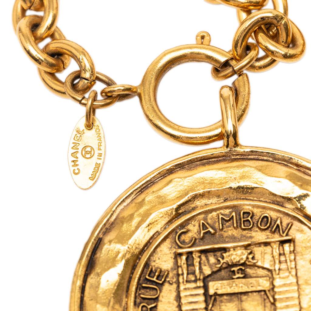 Chanel Gold Plated 31 Rue Cambon Coin Pendant  Necklace - 4