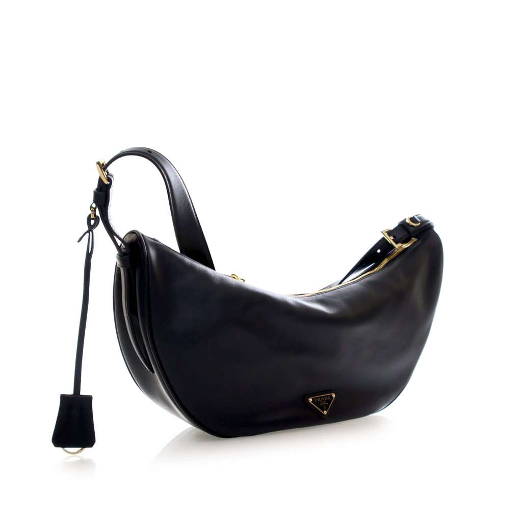 Prada Large Calfskin Demi Lune Shoulder Bag - 3
