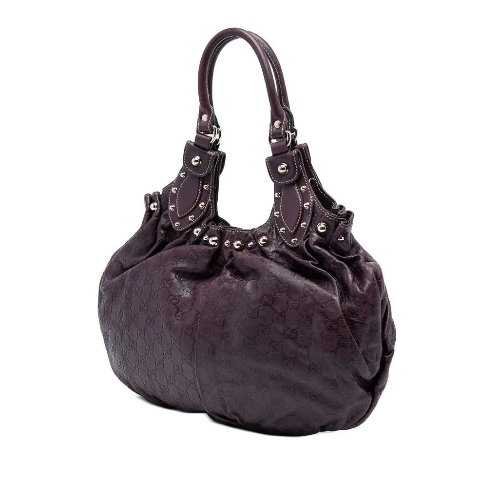 Gucci Guccissima Studded Pelham Hobo Purple Leather Good - Back View