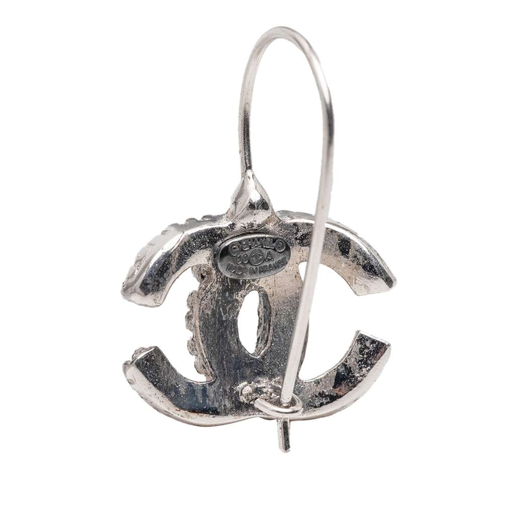 Chanel Silver Plated CC Hook Earrings - 3