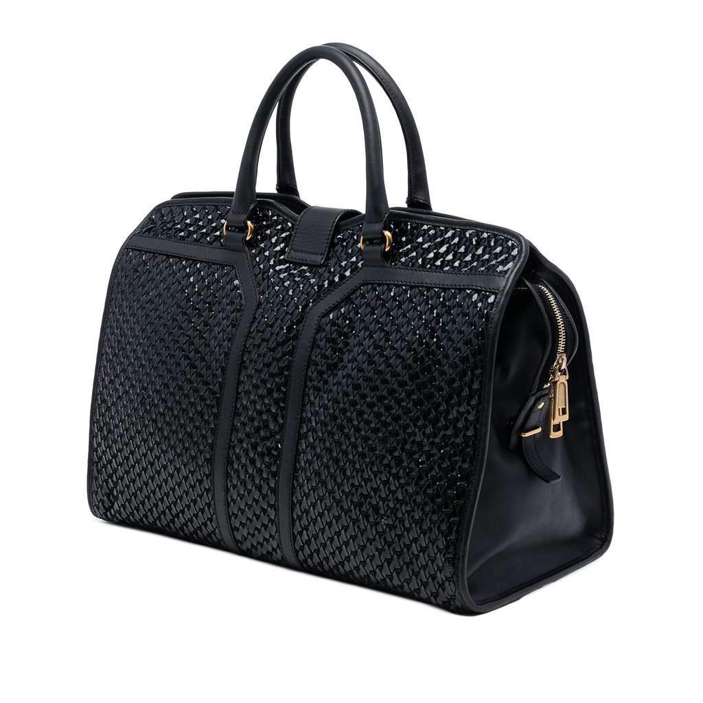 Saint Laurent Large Leather and Braided Vinyl Cabas Chyc Satchel - 2