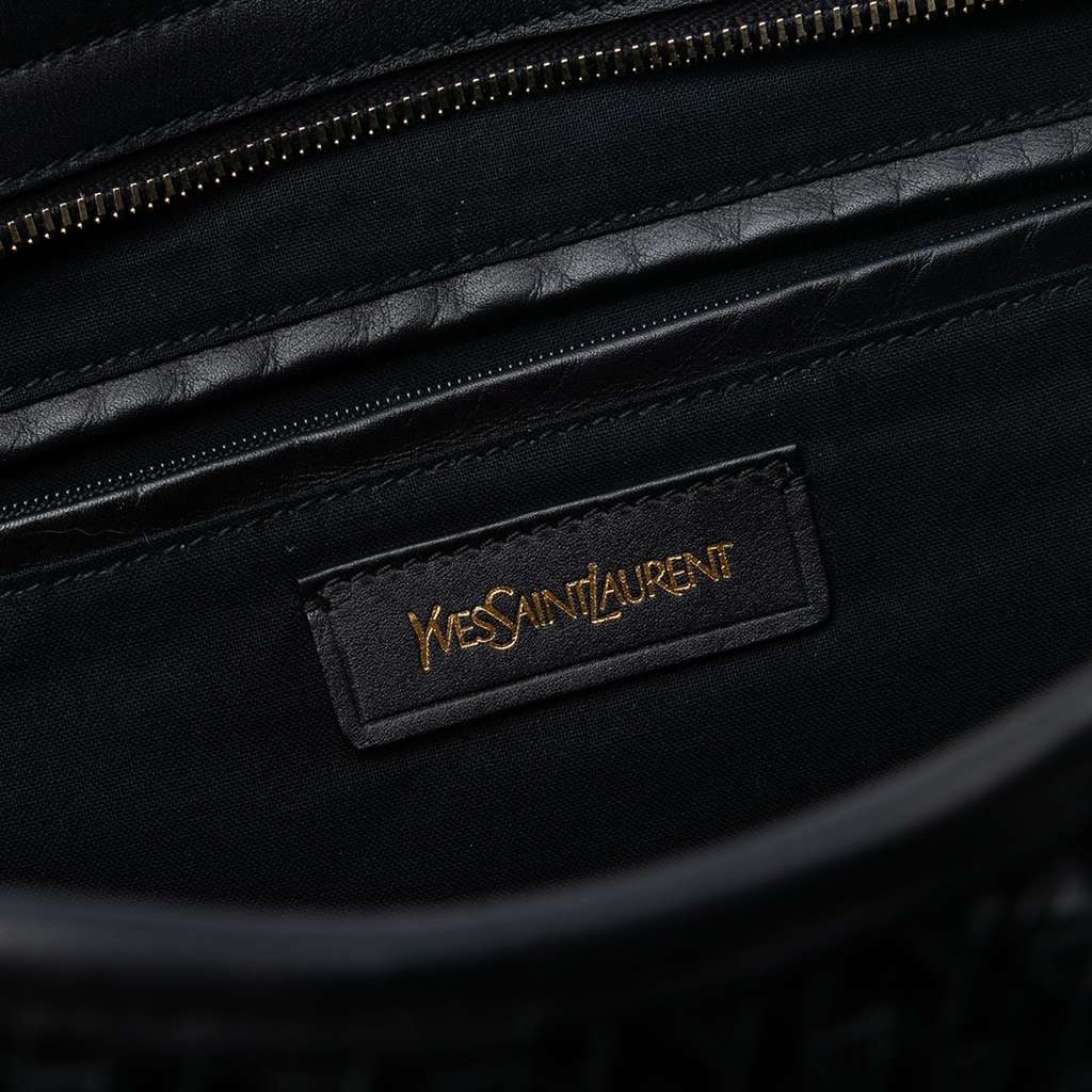 Saint Laurent Large Leather and Braided Vinyl Cabas Chyc Satchel - 5