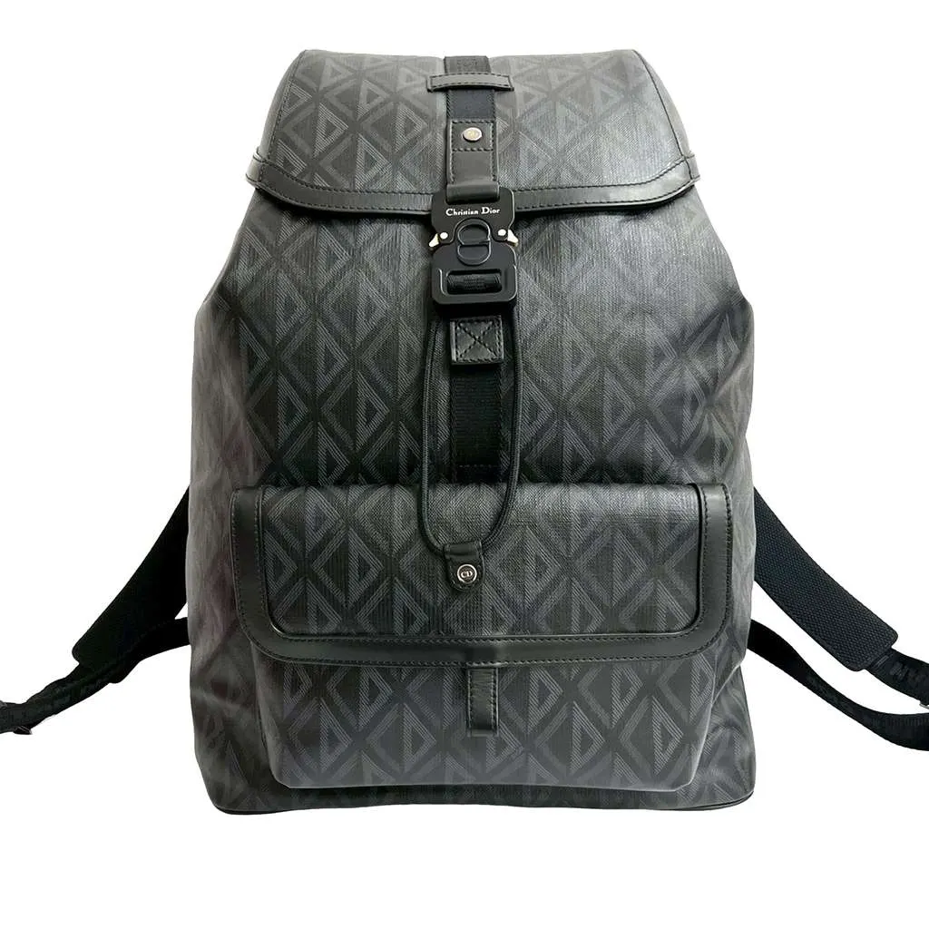 Dior CD Diamond Coated Canvas Hit the Road Backpack Black Canvas Very good - Front View